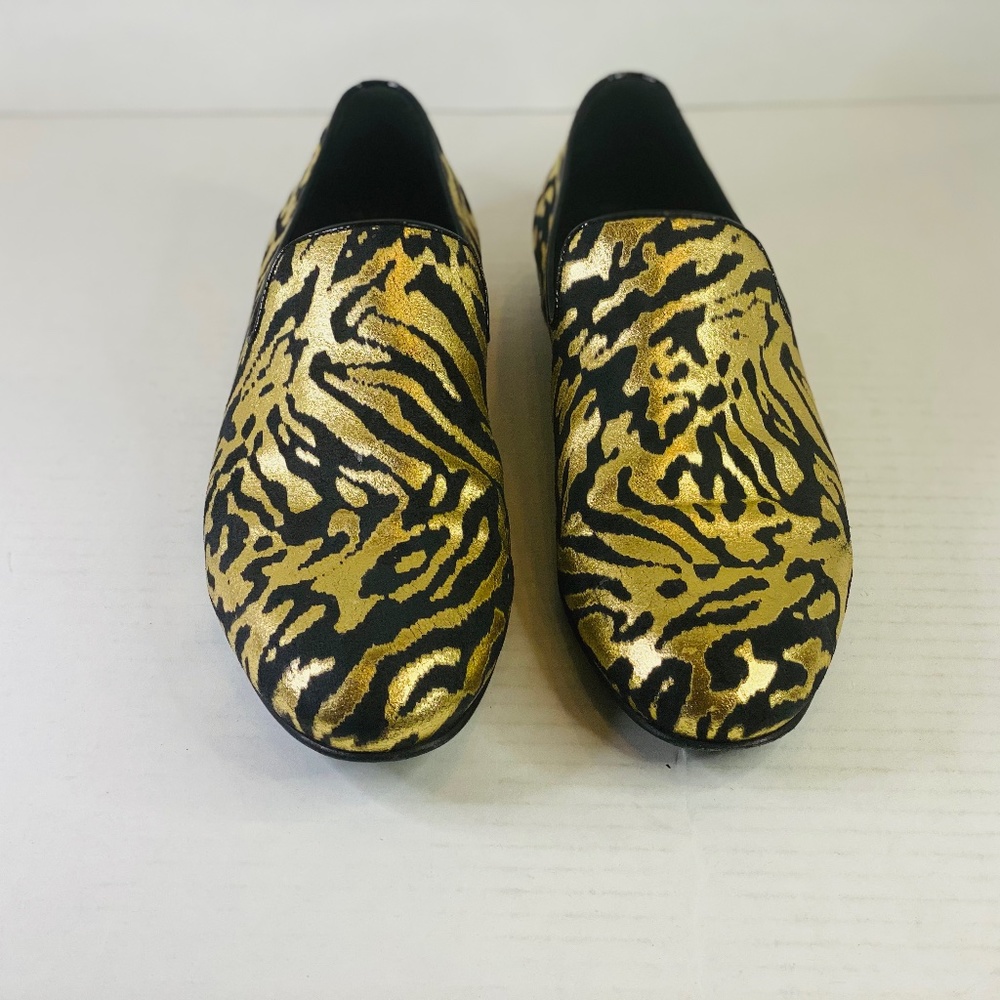 JIMMY CHOO GOLD & BLACK LOAFER SIZE 10